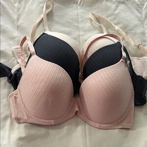 Women's Ribbed Bra Set - Pink, Nude and Black